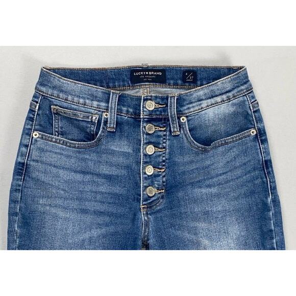 Lucky Brand Bridgette High-Rise Skinny Exposed Button Fly Jeans. Women's 27, GUC - Picture 6 of 9
